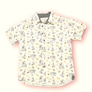 Halloween Casual Button Down White Skeletons Medium EighthAvenue Cotton Slim